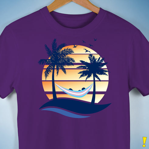 Transgender Pride Hammock Summer Beach Sunset Premium Unisex T-Shirt - Purple